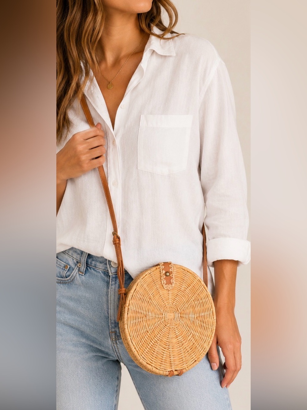 Universal Thread Rattan Circle Crossbody Bag 🌾☀️ - Picture 1 of 11